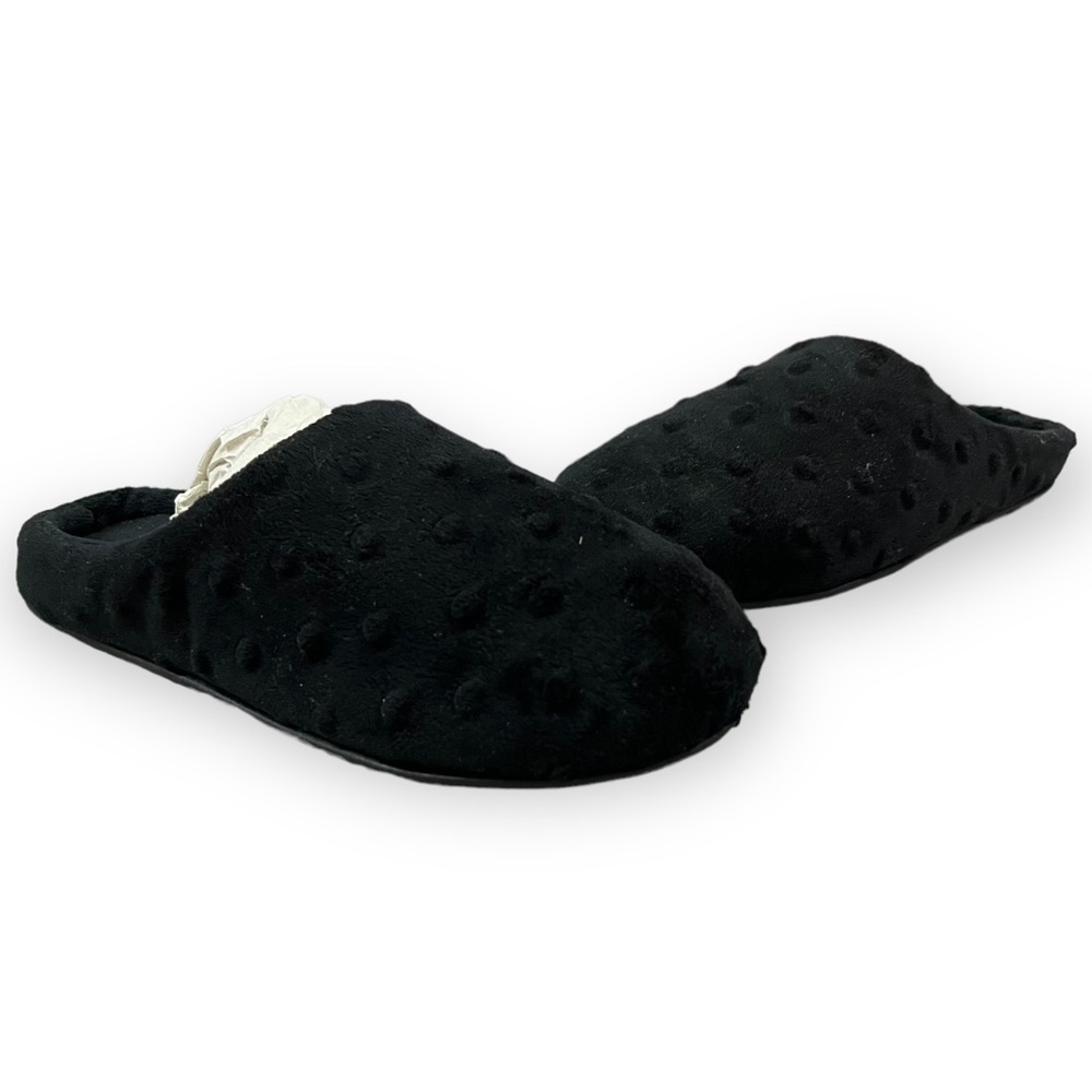 DearFoams - Black - Comfy Slip On Slippers - Size 7 to 8